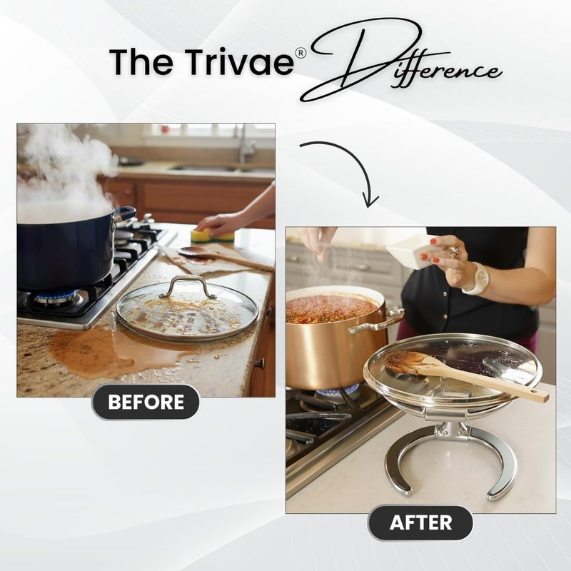 Trivae Pot Lid Holder – 4-in-1 Pot Lid Holder While Cooking, Pan Lid Holder, Trivet & Cake Stand – Versatile Kitchen Tool for Hot Pots, Serving & Display – Space-Saving, Heat-Resistant Stand - Image 2